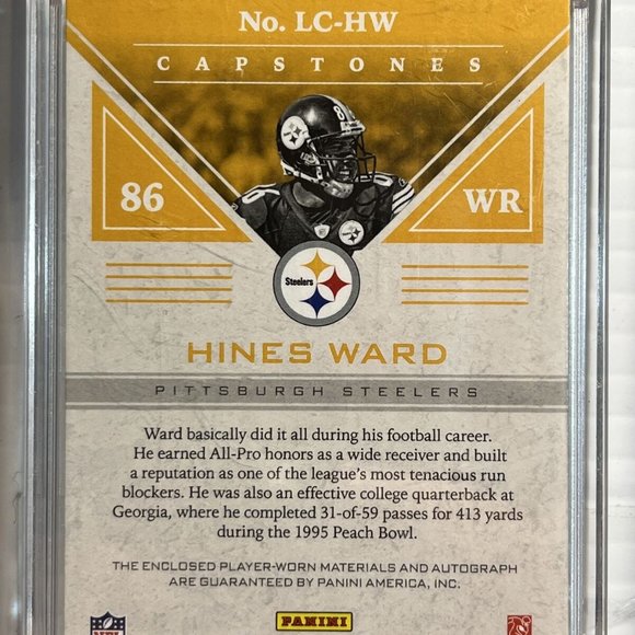 2017 Panini Vertex Football￼ Legend Capstones￼ Hines Ward￼ #13/25 Game Jerseys 4 - Picture 2 of 2